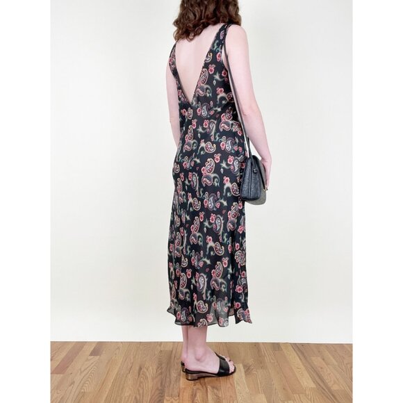 Vintage French Slip Dress Floral Print Midi Maxi Whimsigoth Summer Sun 90s Y2K - Picture 3 of 7